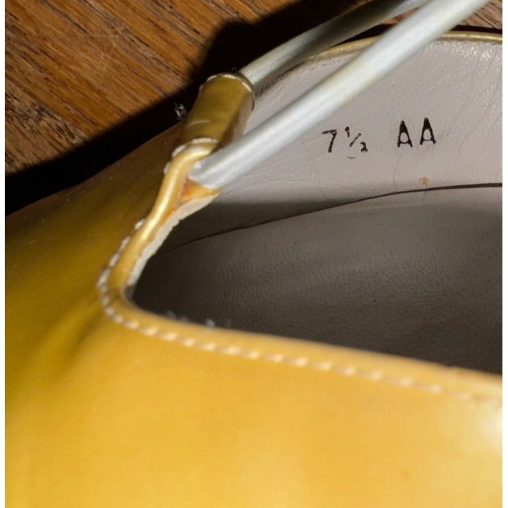 Vintage Stuart Weitzman size 7.5 AA Tubex yellow block heel slip on square toe - Picture 7 of 7